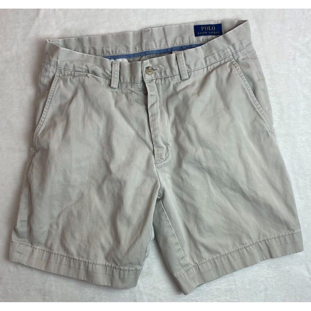 Polo‎ Ralph Lauren Classic Fit 9" Chino Shorts Beige Flat Front Mens Size 30